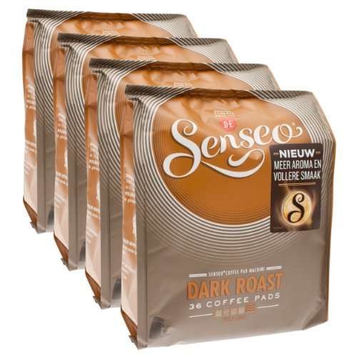 Senseo Kaffeepads Dark Roast / Kräftig, Intensiver und Vollmundiger Geschmack, Kaffee, neues Design, 4er Pack, 4 x 36 Pads von Senseo