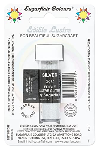 Sugarflair SILVER Sugarcraft Edible Lustre Glitter Sparkly Shimmer Decorating von Sugarflair Colours