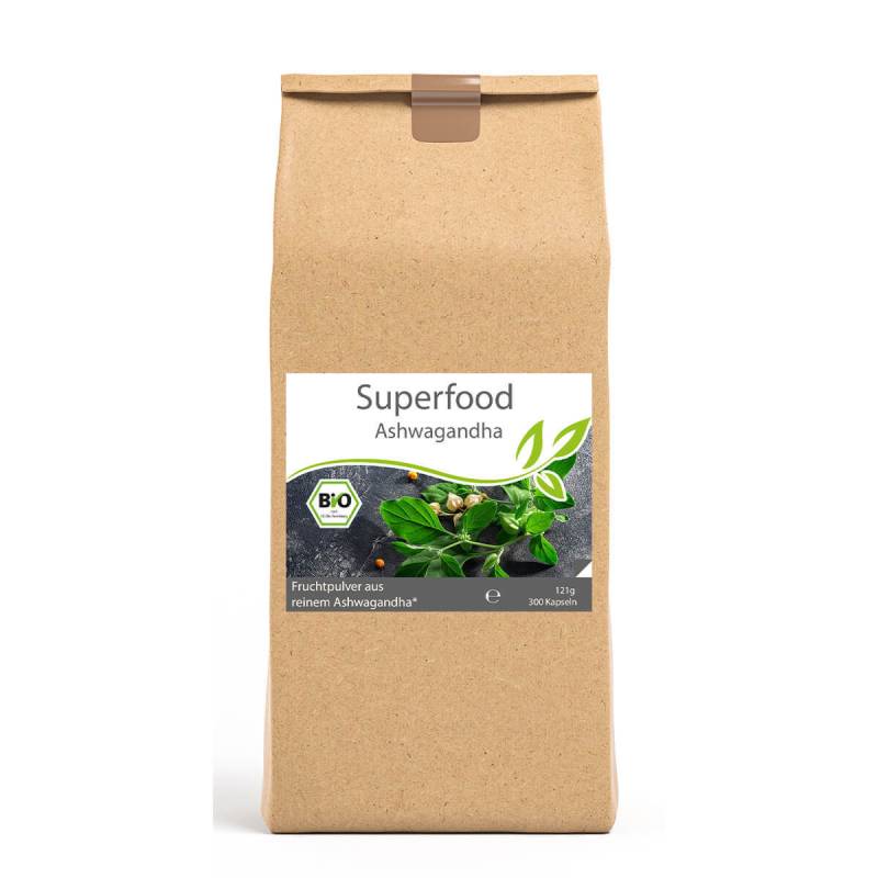 Superfood Ashwagandha bio 300 Kapseln Vorratsbeutel