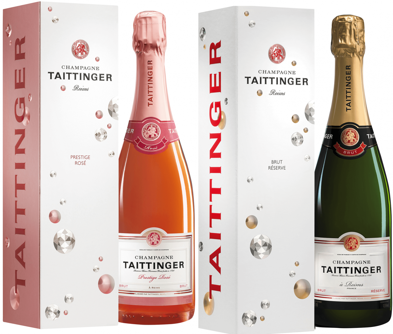 Taittinger Geschenkset - Brut Reserve + Brut Prestige Rosé 0,75 Liter
