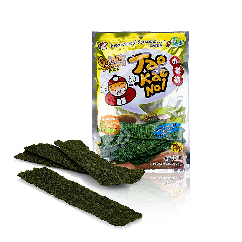 Taokaenoi Crispy Seaweed Wasabi, Algen Chips mit Wasabigeschmack, 32 g