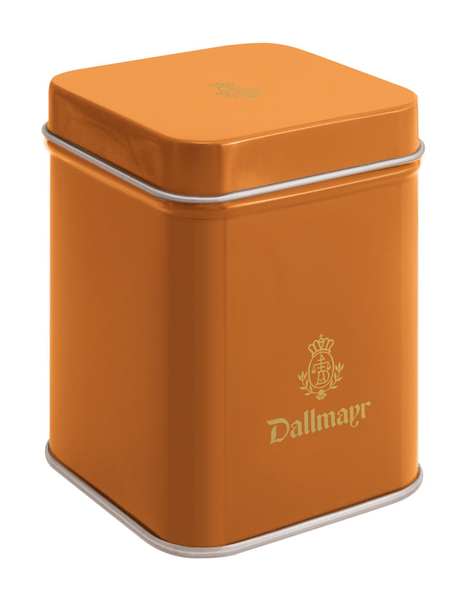 Teedose leer, orange Dallmayr Logo, Inhalt 50g von Alois Dallmayr Kaffee OHG