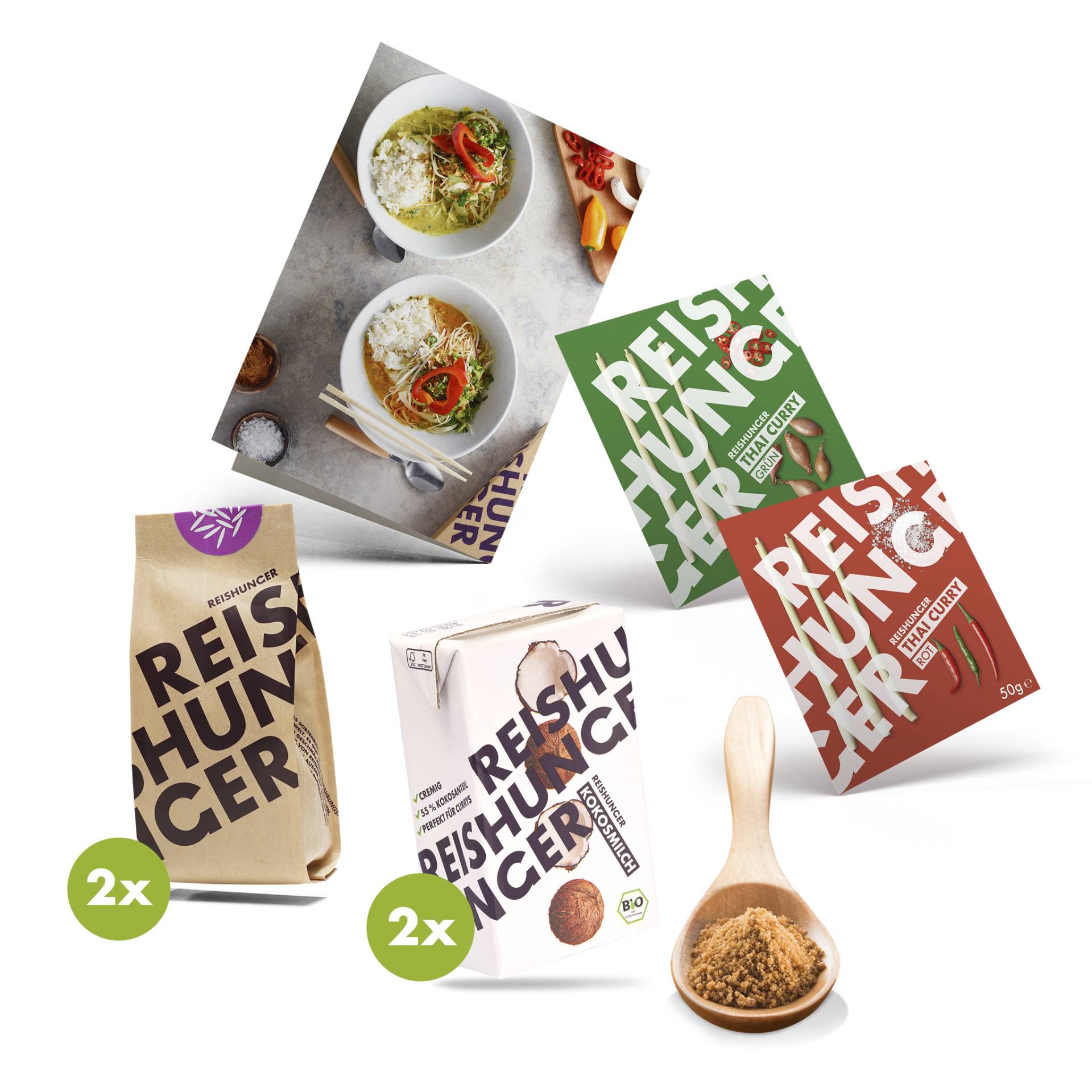 Reishunger Thai Curry Box | Zutaten für 4 Personen | Grünes & rotes Thai Curry zum Selbermachen | Vegan Reishunger Thai Curry Box | Zutaten für 4 Personen | Grünes & rotes Thai Curry zum Selbermachen | Vegan