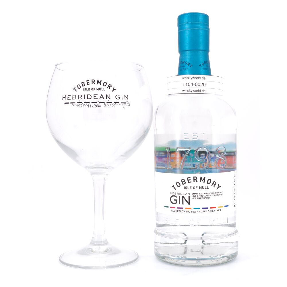 Tobermory Hebridean Gin mit Tobermory Gin Glas 0,70 L/ 43.3% vol
