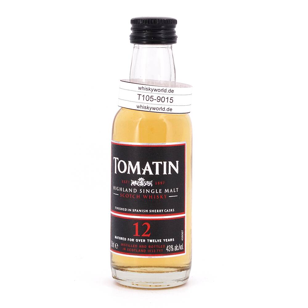 Tomatin 12 Jahre Finished in Spanish Sherry Casks 0,050 L/ 43.0% vol Tomatin 12 Jahre Finished in Spanish Sherry Casks 0,050 L/ 43.0% vol