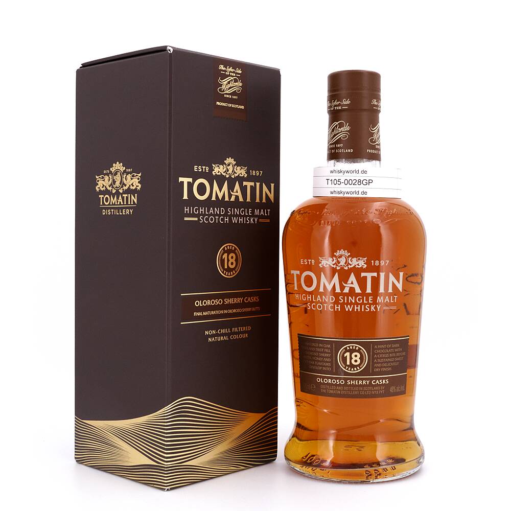 Tomatin 18 Jahre finish in Oloroso Sherry Butts 0,70 L/ 46.0% vol Tomatin 18 Jahre finish in Oloroso Sherry Butts 0,70 L/ 46.0% vol