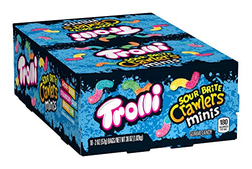 Trolli Sour Brite Mini Crawlers Gummy Candy, 2 Ounce Bag, Pack of 18