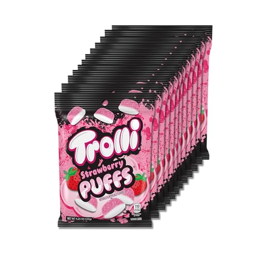 Trolli Strawberry Puffs Candy, 4.25 Ounce Bag, Pack of 12 Trolli Strawberry Puffs Candy, 4.25 Ounce Bag, Pack of 12