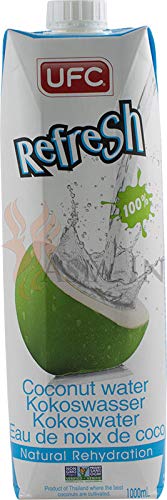 UFC Reines Kokoswasser 100% Pure Kokosnusswasser Thailand 1 Liter Coconut Water 12er Pack von UFC