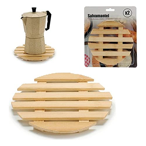 Untersetzer Bambus Rotund (2 UDS) (17 x 1 cm) von BigBuy Home
