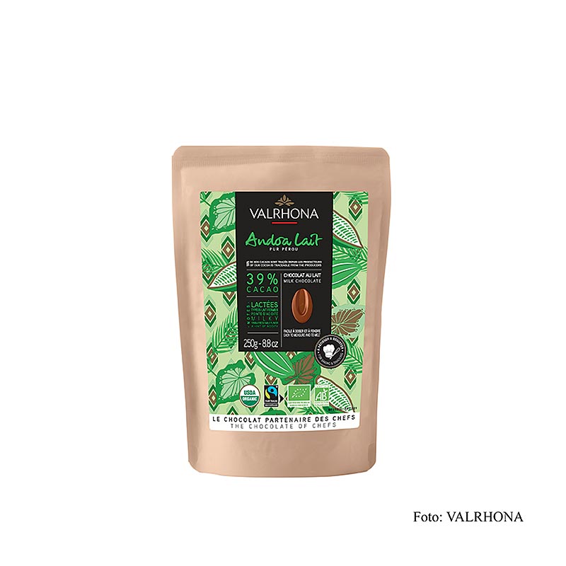 Valrhona Andoa Lait, Milchschokolade 39%, Callets (a. fairem Handel) BIO, 250 g