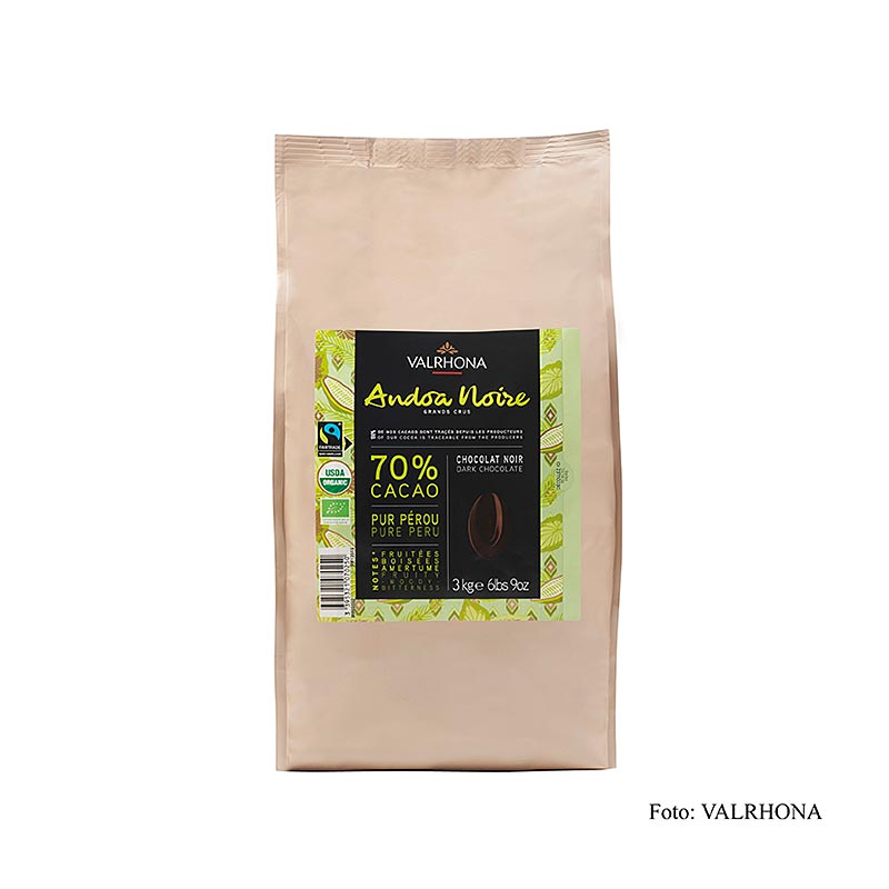 Valrhona Andoa Noire 70% 3 kg Callets, Fairtrade, BIO (12515), 3 kg