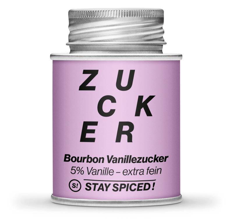 Vanillezucker 5% Bourbonvanille, Backzucker, extra-fein, 170ml Schraubdose