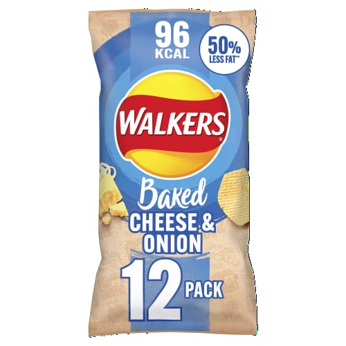 Walkers Backofengebackene Käse & Zwiebel-Chips, 12 x 22 g, Blau von Walkers