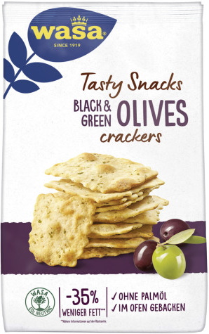 Wasa Tasty Snacks Black & Green Olives Crackers 150G