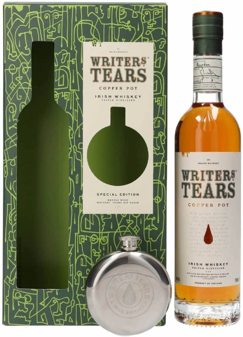 Writers Tears 0,7 Liter in Geschenkverpackung mit Flachmann