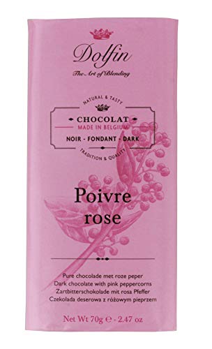 Zartbitterschokolade mit rosa Pfeffer 70g. Dolfin. 15 Stk. Zartbitterschokolade mit rosa Pfeffer 70g. Dolfin. 15 Stk.