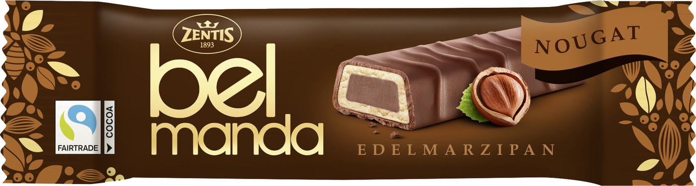 Zentis Belmanda Edel-Marzipan Riegel Nougat 40G