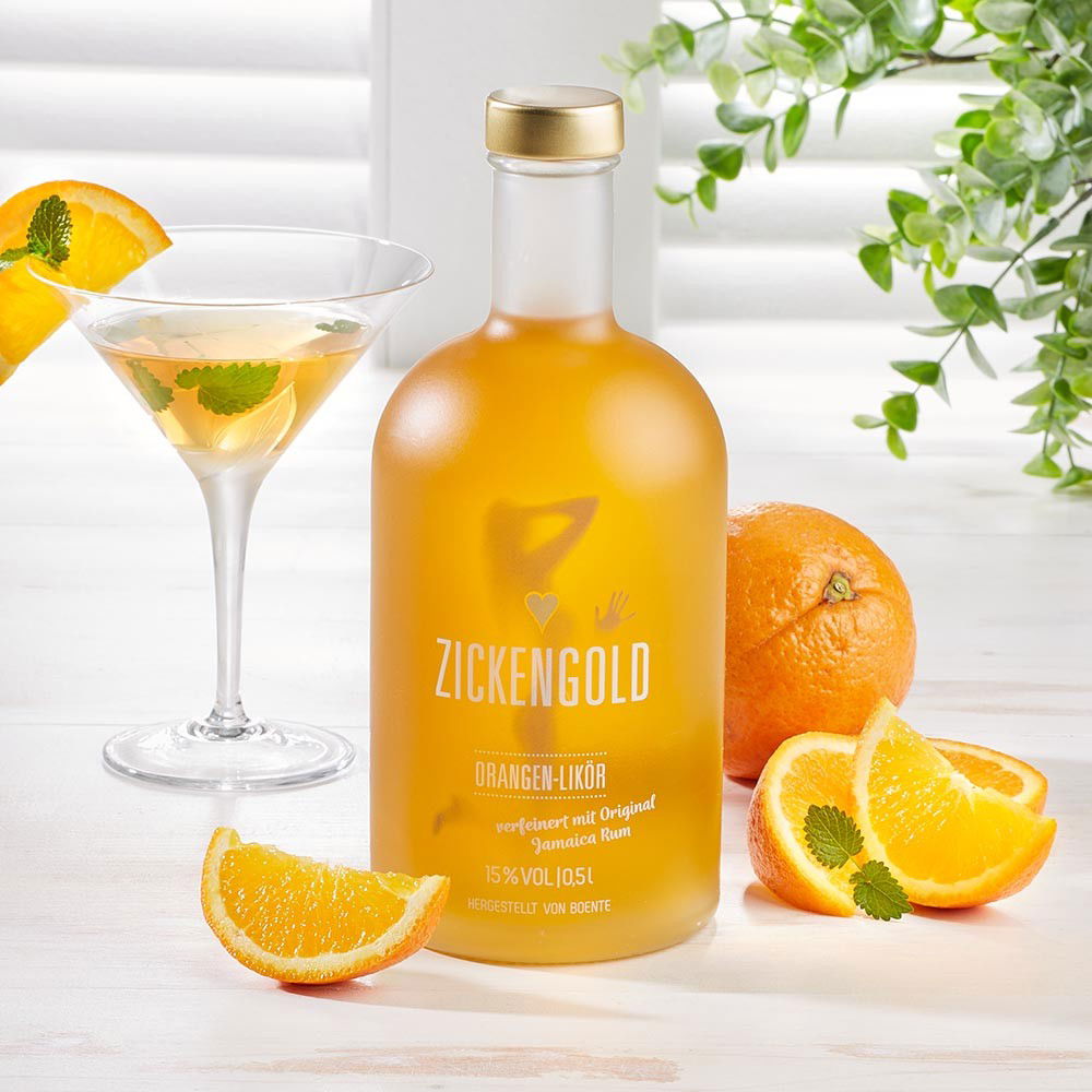 Zickengold Orangenlikör mit Original Jamaica Rum von Boente