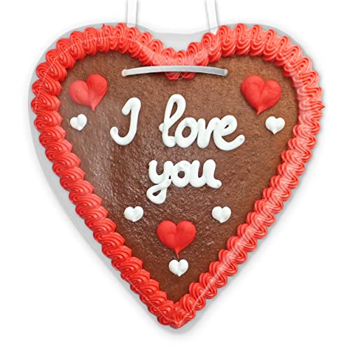 Lebkuchenherz "I love you" Motivdruck. 21x21cm - 180g von Lebkuchenwelt