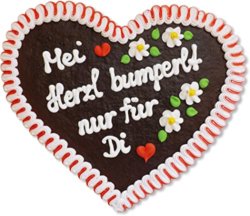 Lebkuchenherz - 32cm - Mei Herzl bumperlt nur für Di - Geschenk für die Freundin, Frau und alle Lieben von Lebkuchenwelt