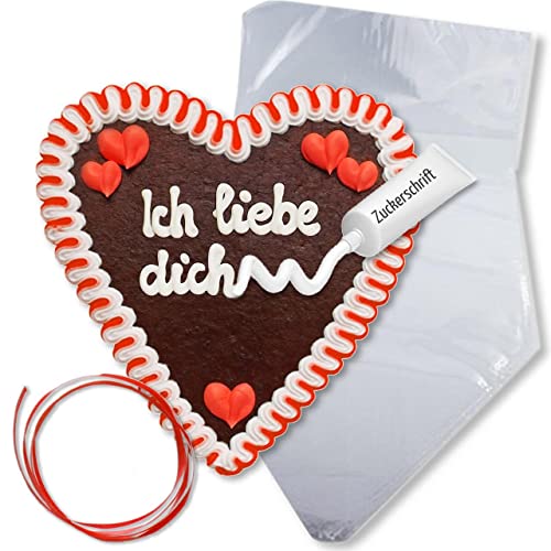 Lebkuchenherz Rohling 21cm zum selber Beschriften - Komplett-Set | inkl. Zuckerdekoration Zuckerschrift Geschenkverpackung Geschenke selber machen Geschenkideen zum basteln von LEBKUCHEN WELT Lebkuchenherz Rohling 21cm zum selber Beschriften - Komplett-Set | inkl. Zuckerdekoration Zuckerschrift Geschenkverpackung Geschenke selber machen Geschenkideen zum basteln von LEBKUCHEN WELT von Lebkuchenwelt
