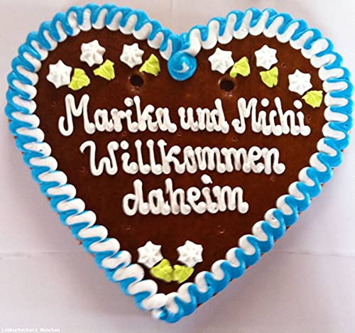 Lebkuchenherz 500 Gramm mit individuellem Text ca.36 x 34 cm (gelb) von Lebkuchenherz München Schifferl