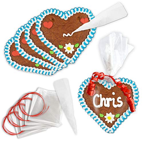 10x Lebkuchenherz Rohlinge - Do it Yourself - Set - 12cm - Blau-Weiß zum selbst Verzieren von LEBKUCHEN WELT von Lebkuchenwelt