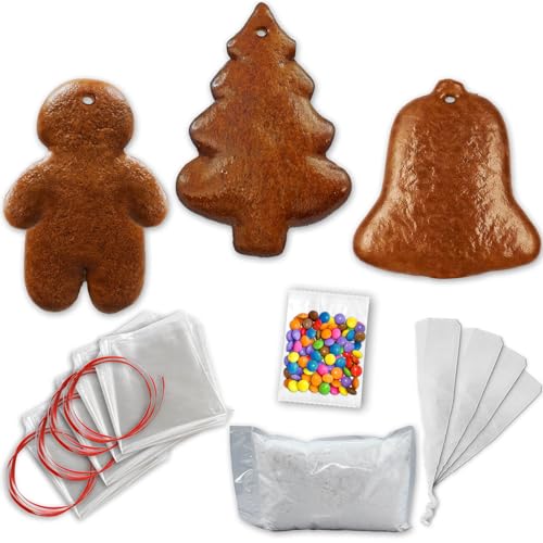 15x Lebkuchen Rohlinge je 5x Glocke Tanne Mann mit Verzierungs-Zubehör - Bastelset zum selber Gestalten - Basteln zu Weihnachten LEBKUCHEN WELT von Lebkuchenwelt