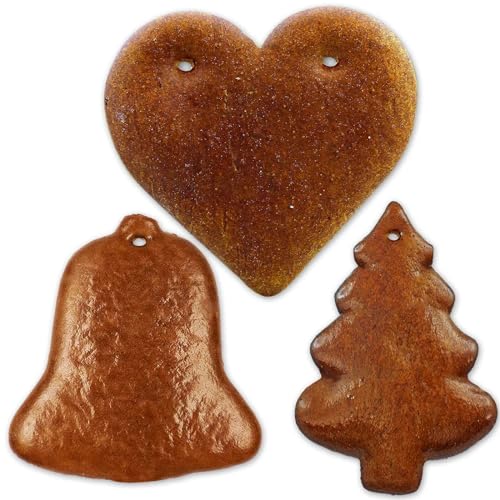 15x Lebkuchen Rohlinge je 5x Herz Tanne Glocke zum verzieren - Bastelset zum selber Gestalten für Weihnachten basteln LEBKUCHEN WELT von Lebkuchenwelt