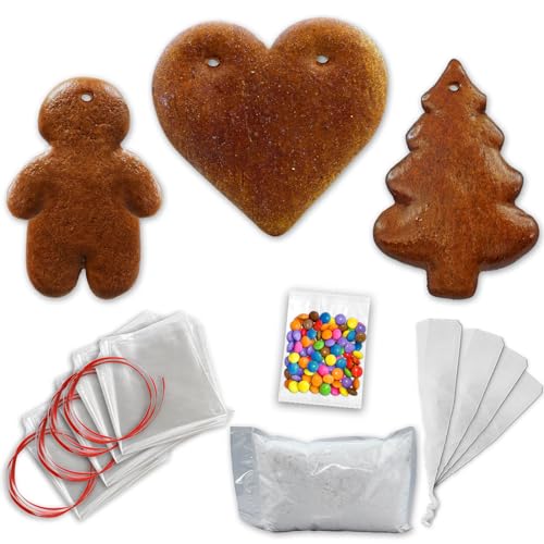 15x Lebkuchen Rohlinge je 5x Herz Tanne Mann mit Verzierungs-Zubehör - Bastelset zum selber Gestalten für Weihnachten basteln LEBKUCHEN WELT von Lebkuchenwelt