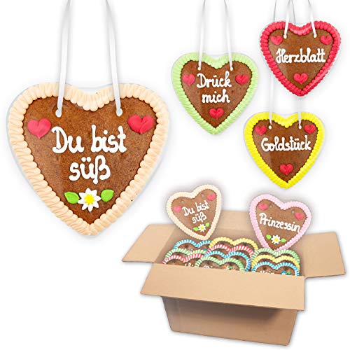 20x Lebkuchen Herzen Mischkarton - Party Frauen & Männer Sprüche 14cm - Premium Qualität Frisch & Saftig Lebkuchenherz Geburtstag Karneval Motto Party LEBKUCHEN WELT von Lebkuchenwelt