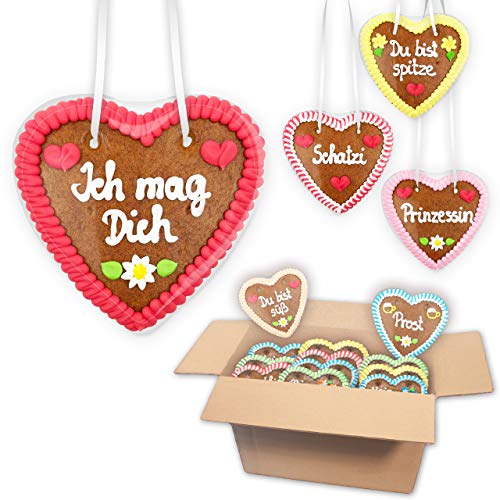 20x Lebkuchen Herzen je Mischkarton - Klassische Jahrmarkt Sprüche 14cm - Premium Qualität Frisch & Saftig Lebkuchenherz Volksfest Rummel Kirwa Sprüche LEBKUCHEN WELT 20x Lebkuchen Herzen je Mischkarton - Klassische Jahrmarkt Sprüche 14cm - Premium Qualität Frisch & Saftig Lebkuchenherz Volksfest Rummel Kirwa Sprüche LEBKUCHEN WELT von Lebkuchenwelt