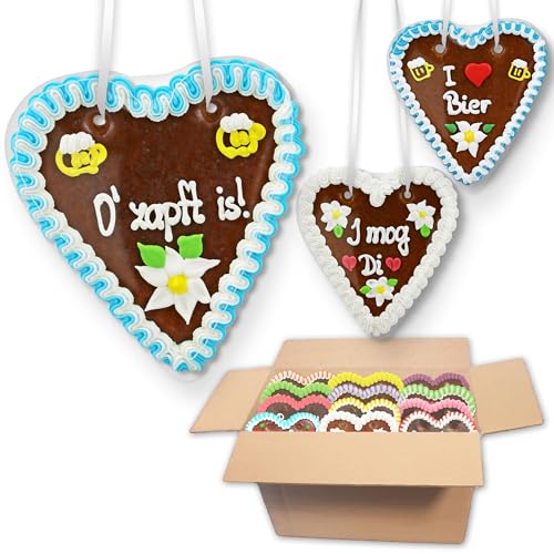 20x Lebkuchen Herzen je Mischkarton - Klassische Jahrmarkt Sprüche 18cm - Premium Qualität Frisch & Saftig Lebkuchenherz Volksfest Rummel Kirwa Sprüche LEBKUCHEN WELT 20x Lebkuchen Herzen je Mischkarton - Klassische Jahrmarkt Sprüche 18cm - Premium Qualität Frisch & Saftig Lebkuchenherz Volksfest Rummel Kirwa Sprüche LEBKUCHEN WELT von Lebkuchenwelt