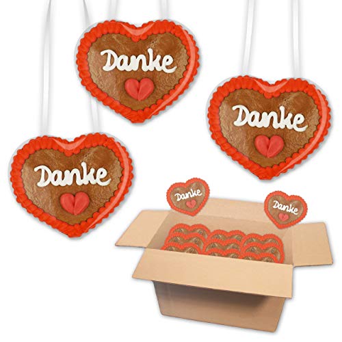 30x Danke Lebkuchenherzen - 8x8cm - Super Gastgeschenk für Firmenevents & andere Veranstaltungen - Ideal als Geschenk für Kunden und Mitarbeiter von Lebkuchenwelt