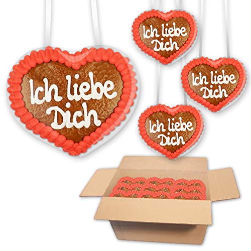 30 Stück Lebkuchenherzen 8cm - Ich liebe Dich - Oktoberfest Original von Lebkuchenwelt