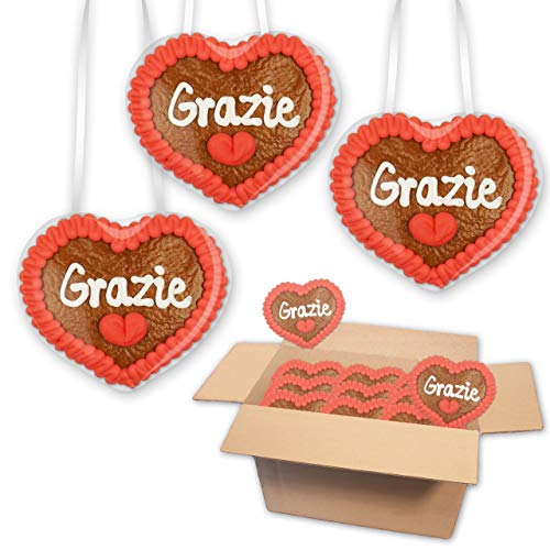 30x Lebkuchenherzen mit Spruch - Grazie - 8 x 8cm 30x Lebkuchenherzen mit Spruch - Grazie - 8 x 8cm von Lebkuchenwelt