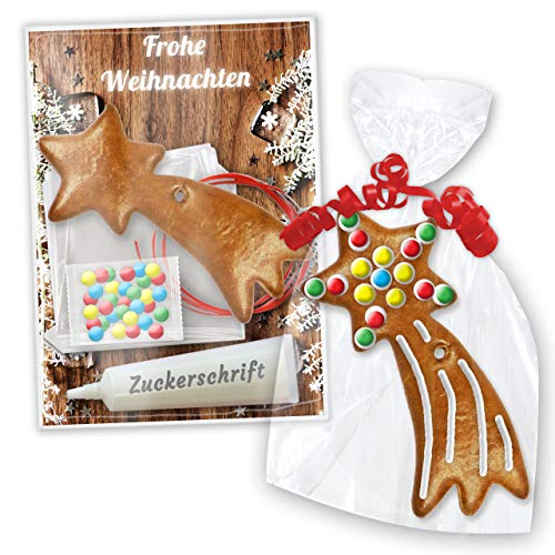 Bastelset: Lebkuchen Rohling - Sternschnuppe 12cm - inkl. Bastel Zubehör | Pfefferkuchen Rohlinge selbst gestalten verzieren & beschriften Basteln mit Kindern zu Weihnachten von LEBKUCHEN WELT Bastelset: Lebkuchen Rohling - Sternschnuppe 12cm - inkl. Bastel Zubehör | Pfefferkuchen Rohlinge selbst gestalten verzieren & beschriften Basteln mit Kindern zu Weihnachten von LEBKUCHEN WELT von Lebkuchenwelt
