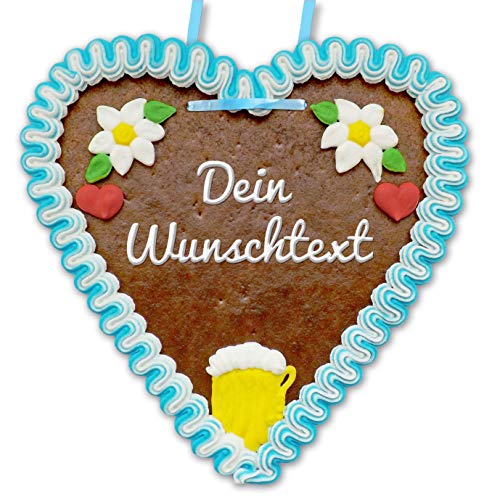 Individuelles Lebkuchenherz 21 x 22cm mit Wunschtext online konfigurieren - Farbe: blau-weiß - bayrische Deko mit Bierkrug und Edelweiß - persönliches Wiesn-Geschenk Individuelles Lebkuchenherz 21 x 22cm mit Wunschtext online konfigurieren - Farbe: blau-weiß - bayrische Deko mit Bierkrug und Edelweiß - persönliches Wiesn-Geschenk von Lebkuchenwelt