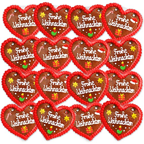 LEBKUCHEN WELT Lebkuchenherzen 16 Stück mit Frohe Weihnachten Sprüche 12cm Gemischt - Original Oktoberfestlebkuchenherzen & Weihnachts Lebkuchen Herzen frisch und günstig kaufen LEBKUCHEN WELT Lebkuchenherzen 16 Stück mit Frohe Weihnachten Sprüche 12cm Gemischt - Original Oktoberfestlebkuchenherzen & Weihnachts Lebkuchen Herzen frisch und günstig kaufen von Lebkuchenwelt