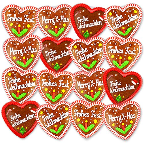 LEBKUCHEN WELT Lebkuchenherzen 20 Stück Weihnachtsgrüße 14cm Frohes Fest Frohe Weihnachten Merry X-Mas Gemischt - Original Weihnachts Lebkuchen Herzen frisch und günstig kaufen LEBKUCHEN WELT Lebkuchenherzen 20 Stück Weihnachtsgrüße 14cm Frohes Fest Frohe Weihnachten Merry X-Mas Gemischt - Original Weihnachts Lebkuchen Herzen frisch und günstig kaufen von Lebkuchenwelt