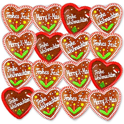 LEBKUCHEN WELT Lebkuchenherzen 8 Stück Weihnachtsgrüße Sprüche 14cm - Frohes Fest Frohe Weihnachten Merry X-Mas Weihnachts Lebkuchen Herzen frisch & günstig kaufen von Lebkuchenwelt