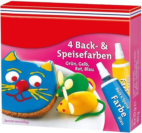 Lebensmittelfarben Set, 4er-Pack: rot, gelb, blau, grün (4x20g) von Lebkuchenwelt