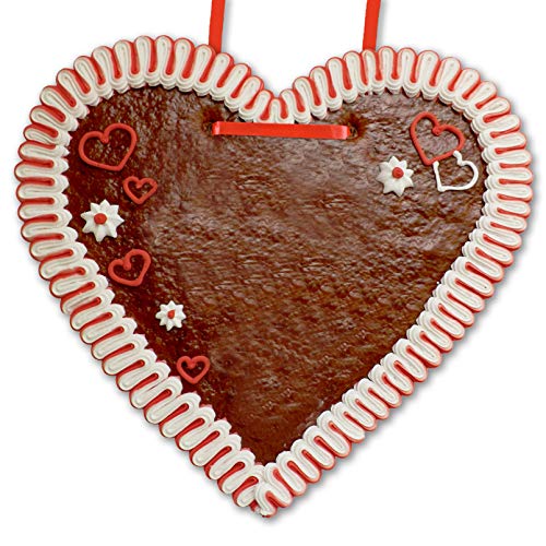 Lebkuchen Herz Rohling - 50cm XXL - Rot-Weiß - mit Rand & Deko - Premium Qualität - Frisch & Saftig! Lebkuchenherz Lebkuchenherzen LEBKUCHEN WELT von Lebkuchenwelt
