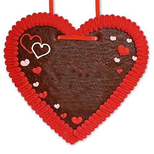 Lebkuchen Herz Rohling - 50cm XXL - Rot - mit Rand & Deko - Premium Qualität - Frisch & Saftig! Lebkuchenherz Lebkuchenherzen LEBKUCHEN WELT von Lebkuchenwelt