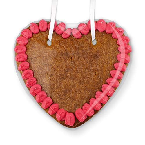 Lebkuchen Herz Rohling mit Rand - Farbe: Rosa-Pink - zum selbst Verzieren mit Liebesbotschaft, 15cm von LEBKUCHEN WELT von Lebkuchenwelt