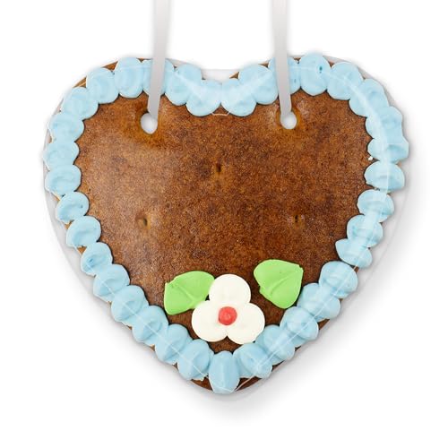 Lebkuchen Herz Rohling mit Rand und Deko - Farbe: Blau - zum selbst Beschriften für den Freund, 15cm von LEBKUCHEN WELT von Lebkuchenwelt