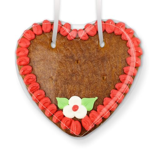 Lebkuchen Herz Rohling mit Rand und Deko - Farbe: Rot - zum selbst Beschriften mit Liebesbotschaft, 15cm von LEBKUCHEN WELT von Lebkuchenwelt