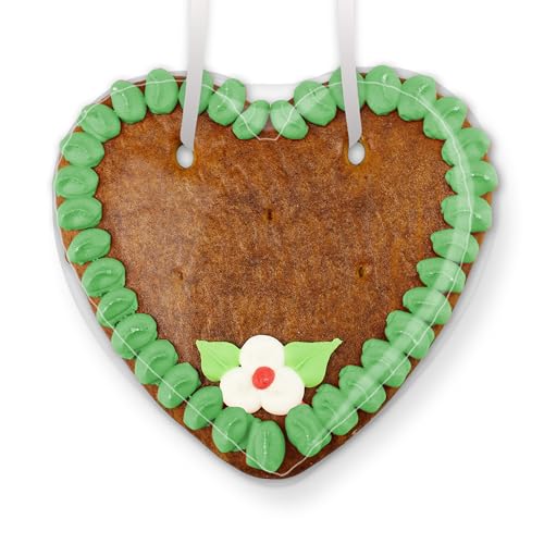 Lebkuchen Herz Rohlinge mit Rand und Deko, 50 Stück - Farbe: Grün - zum selbst Beschriften, 15cm von LEBKUCHEN WELT von Lebkuchenwelt