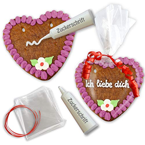 Lebkuchen Herz Rohlinge zum Selbstbeschriften mit Wunschtext - Set - 15cm - Randfarbe: Lila von LEBKUCHEN WELT Lebkuchen Herz Rohlinge zum Selbstbeschriften mit Wunschtext - Set - 15cm - Randfarbe: Lila von LEBKUCHEN WELT von Lebkuchenwelt